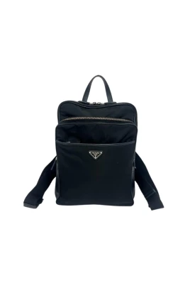 Pre-owned Tessuto Nylon Saffiano Leather Backpack