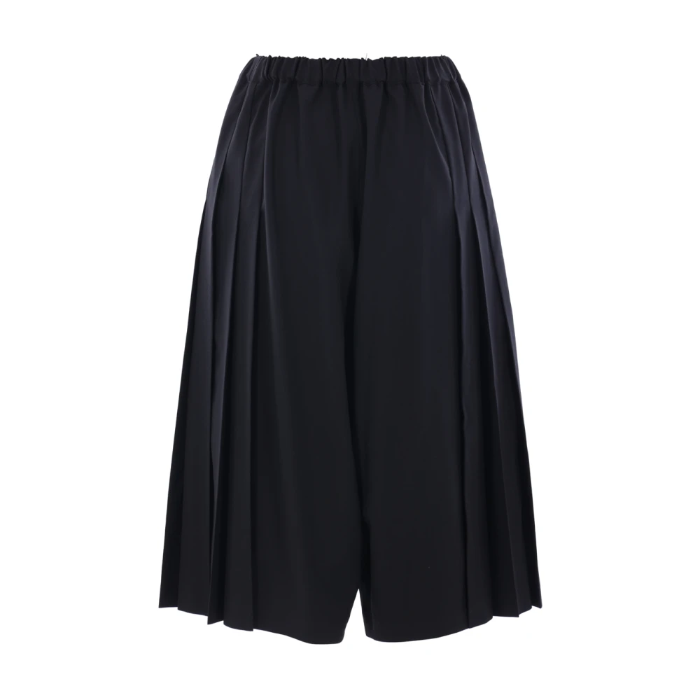 Comme des Garçons Zwarte Geplooide Korte Wollen Broek Black Dames