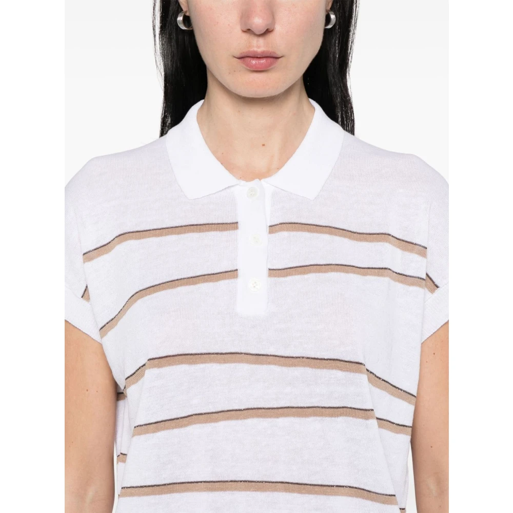 PESERICO Wit Beige T-Shirt Dameskleding White Dames