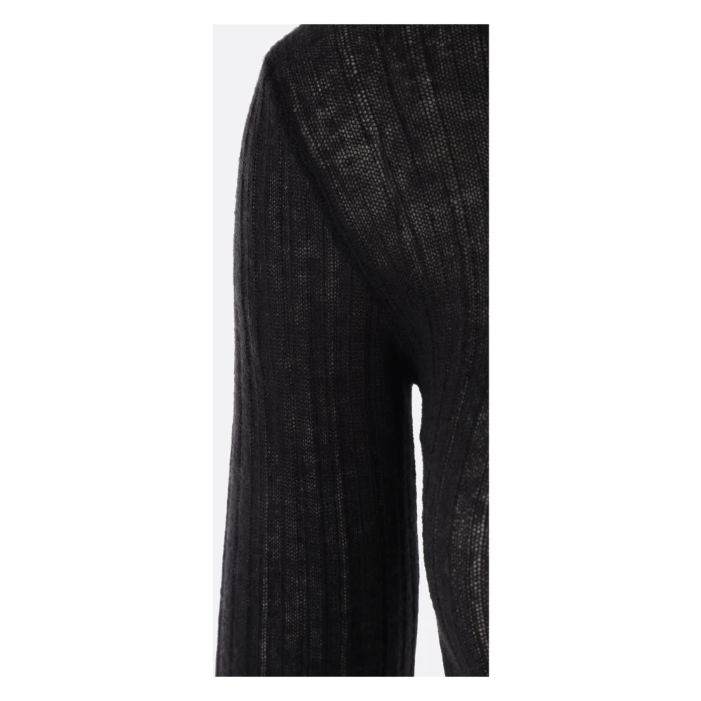 Durazzi Milano Zwarte Geribbelde Cashmere Coltrui Black Dames