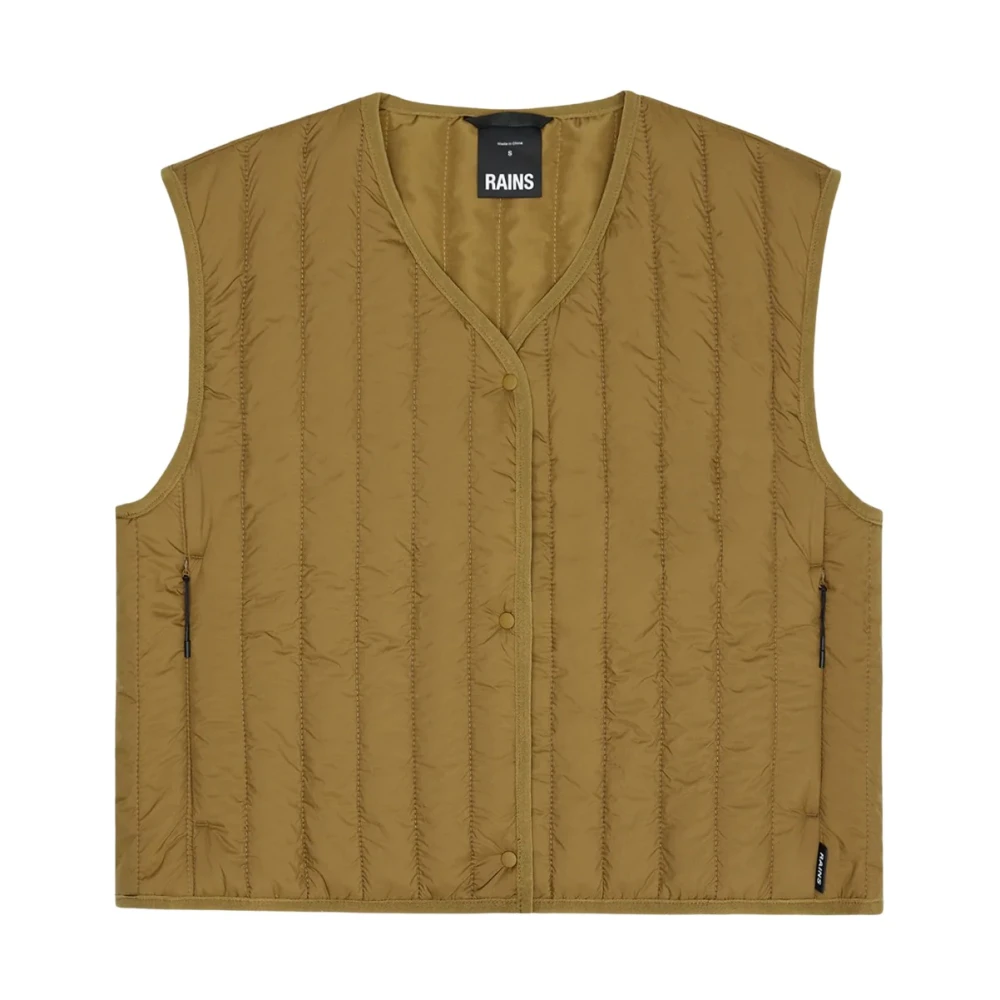 Rains Women's Brown Waistcoats, Xs, Banja Short Liner Vest