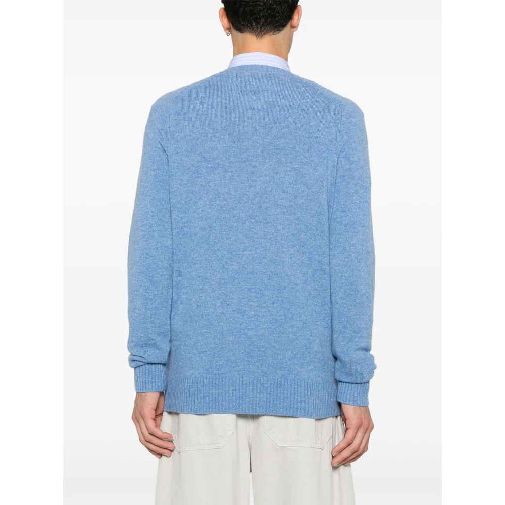 Tommy Hilfiger Blauwe Lamswol Crew Neck Trui Blue Heren