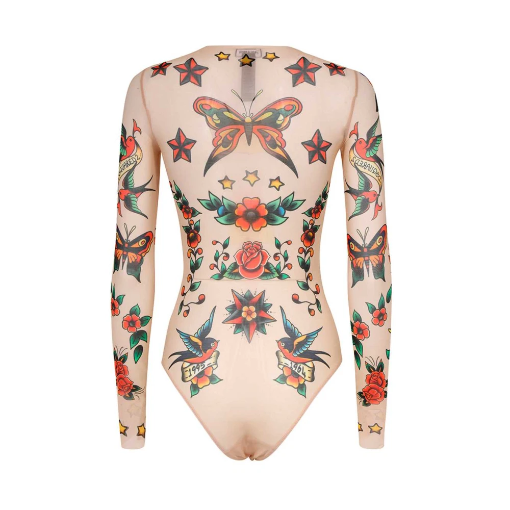 Dsquared2 Gedrukte Tule Bodysuit Multicolor Dames