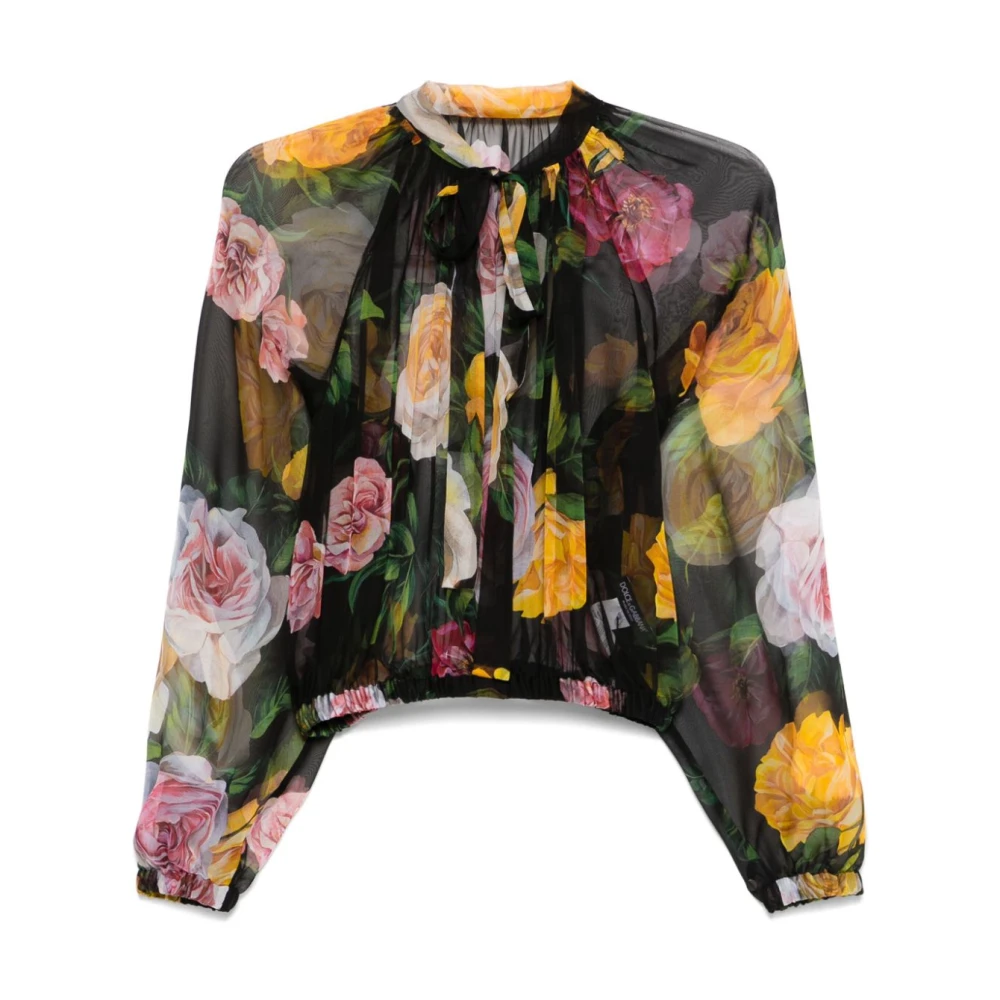 Dolce & Gabbana Zwarte elastische top met V-rug Multicolor Dames