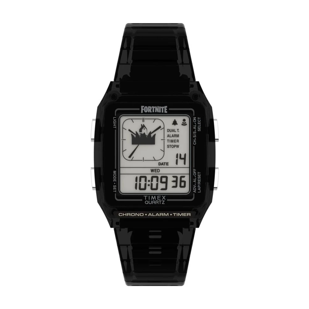 Timex Men's Black Rubber Strap Digital Watch With Alarm And Stopwatch