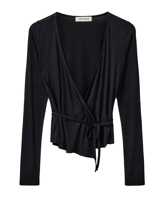 chemisier-noir-a-col-en-v