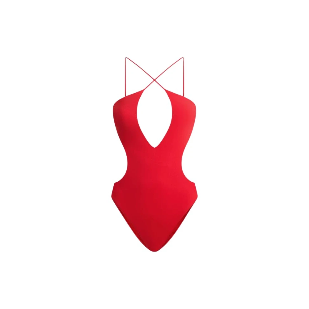 Moschino Red Swimsuits, Female, M, Lycra One-Piece Swimsuit