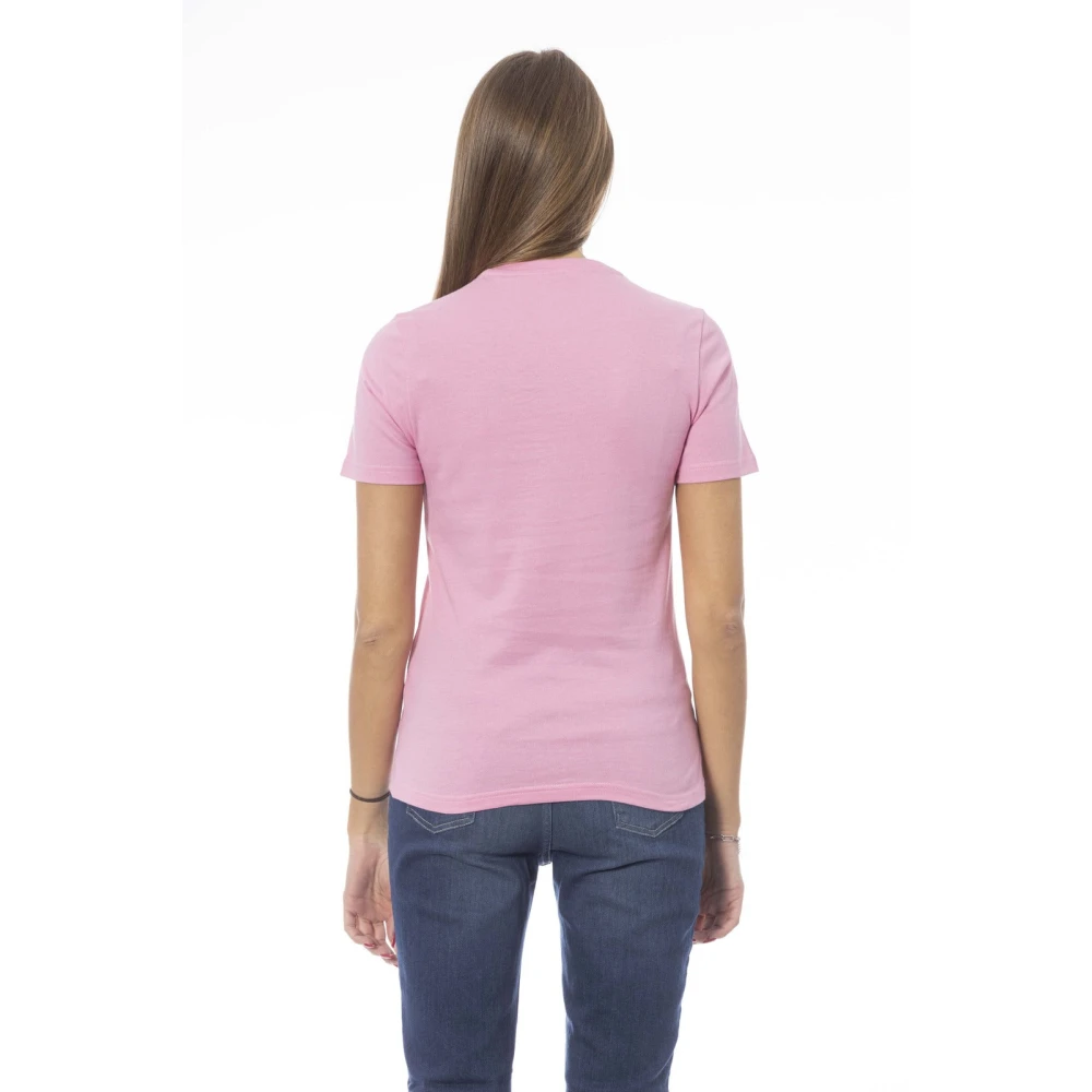 Baldinini Trendy T-shirt met print op de voorkant Pink Dames