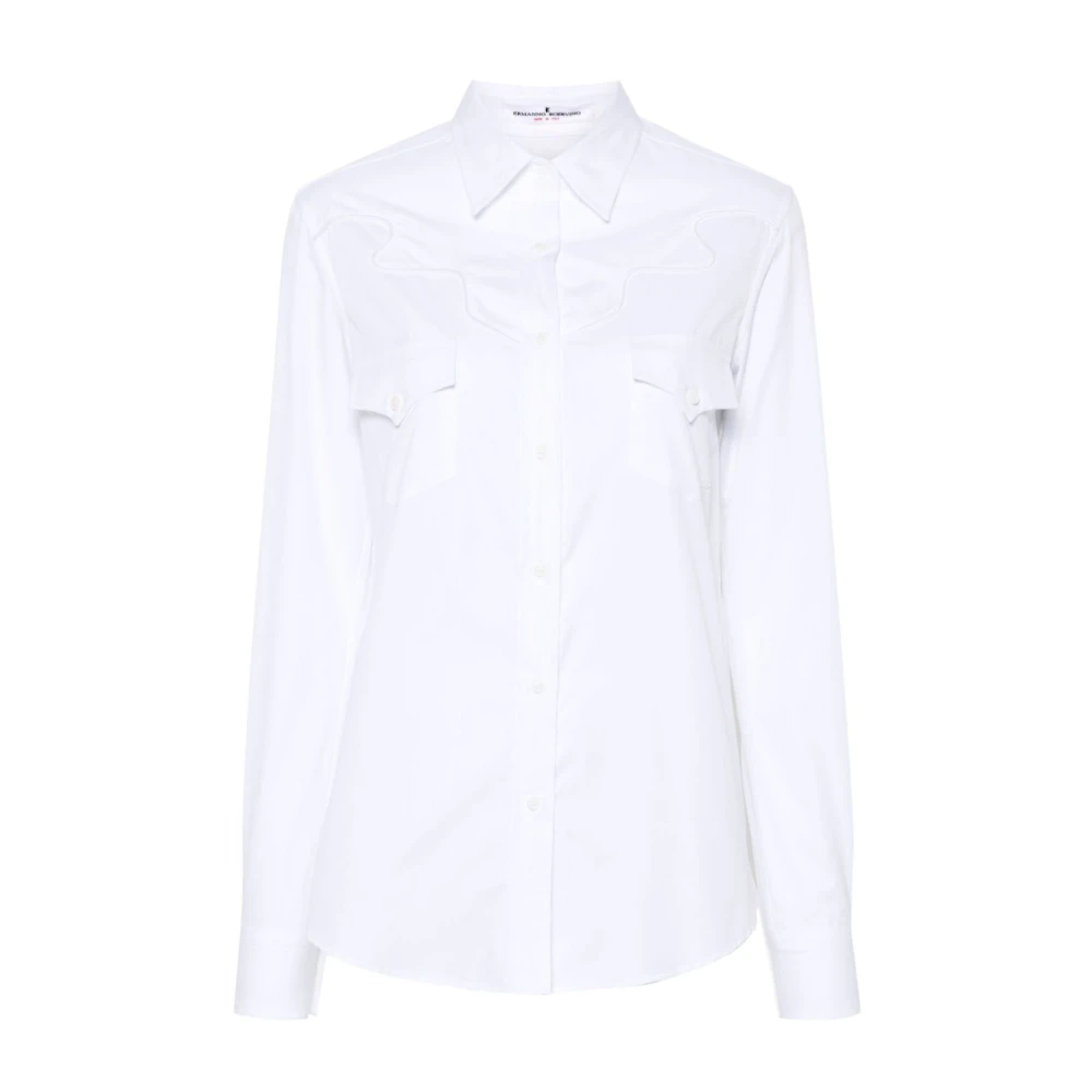 Ermanno Scervino Bright White Ottico Overhemd White Dames