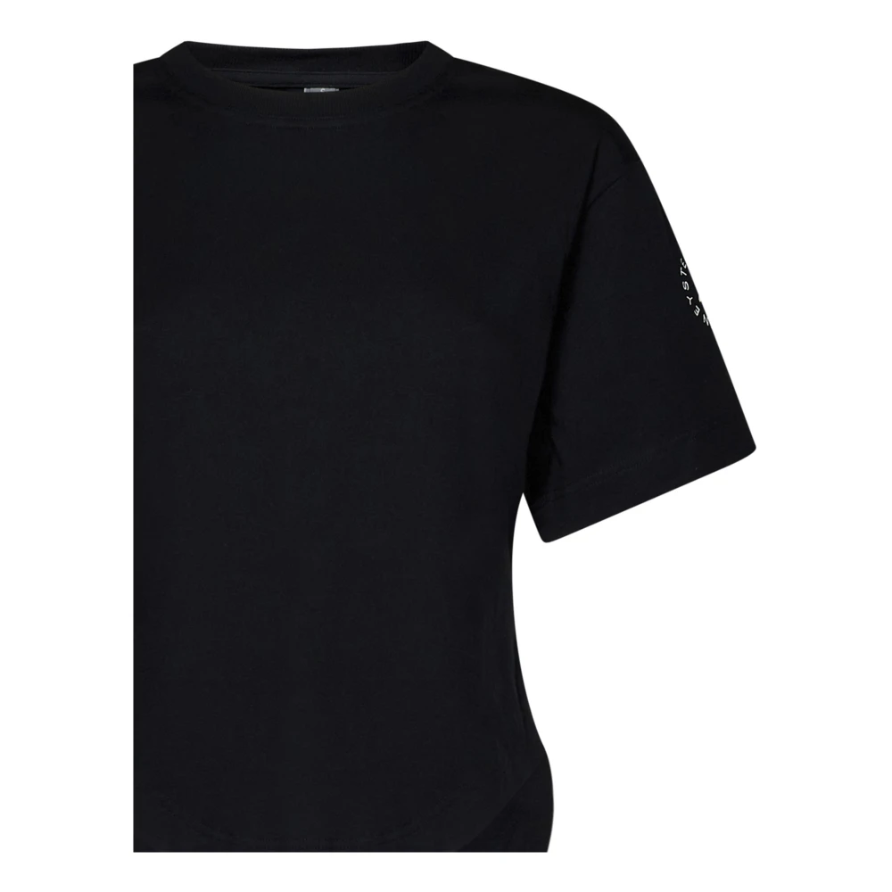 Adidas Zwarte Ribgebreide Crewneck T-shirts en Polos Black Dames