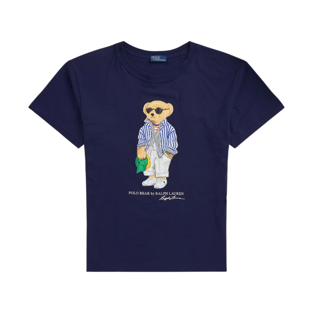 Polo Ralph Lauren Gestreepte Navy Tee Korte Mouw T-Shirt Blue Dames
