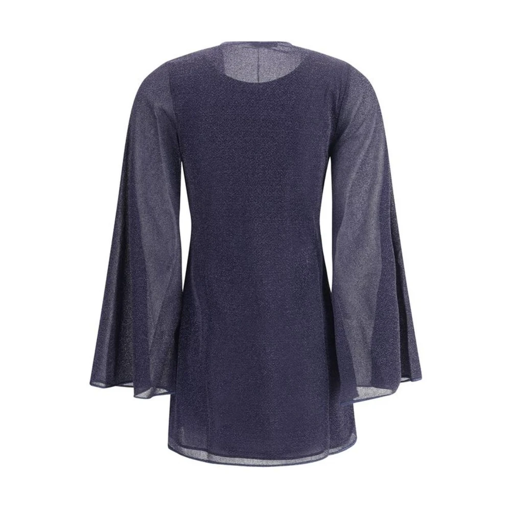 Oseree Glitter V-Neck Mini Jurk Blue Dames