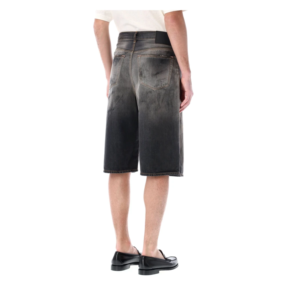 Acne Studios Zwarte Wassing Denim Shorts Losse Pasvorm Black Heren