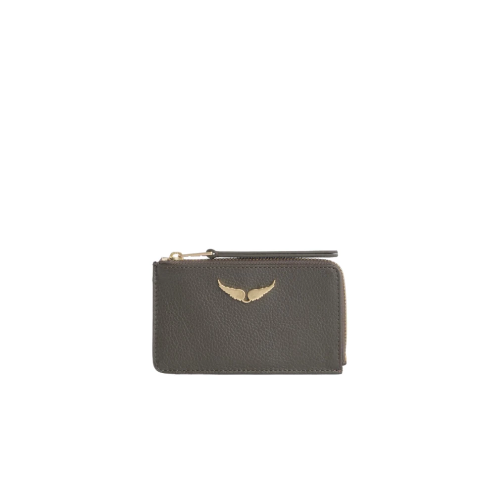 Zadig & Voltaire Groene leren portemonnee met spiegelbedel Green Dames