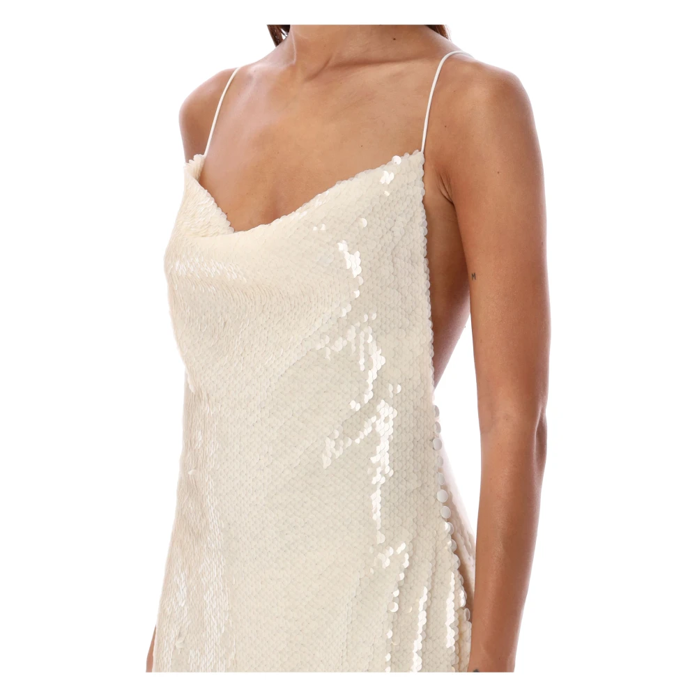Magda Butrym Paillet Maxi Jurk Room Aw24 Beige Dames