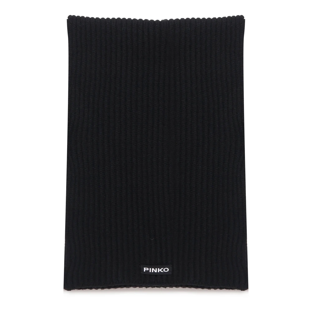 Pinko Zwart Geribbeld Wollen Sjaal Black Dames