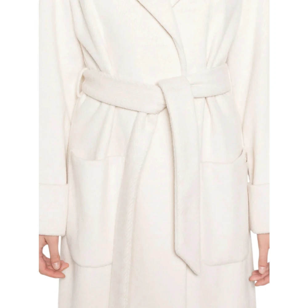 Liu Jo Gestreepte wollen jas White Dames