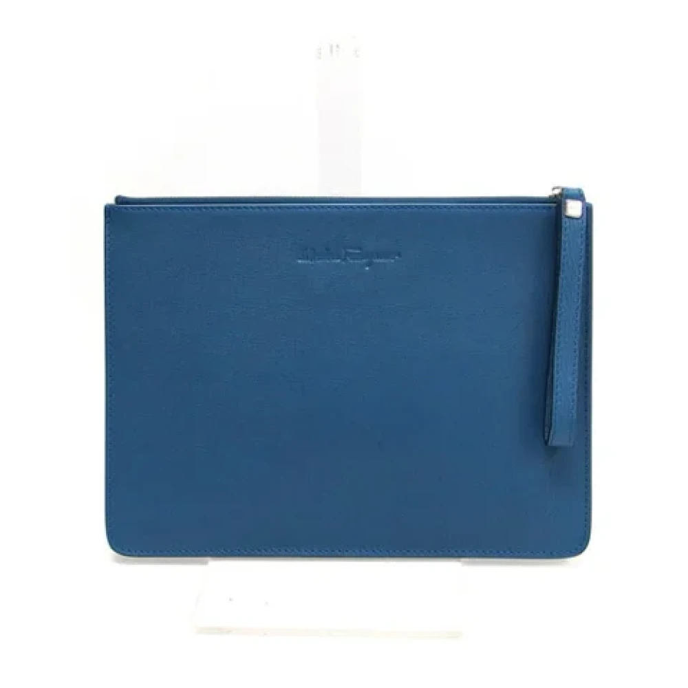 Salvatore Ferragamo Pre-owned Leather pouches Blue Dames