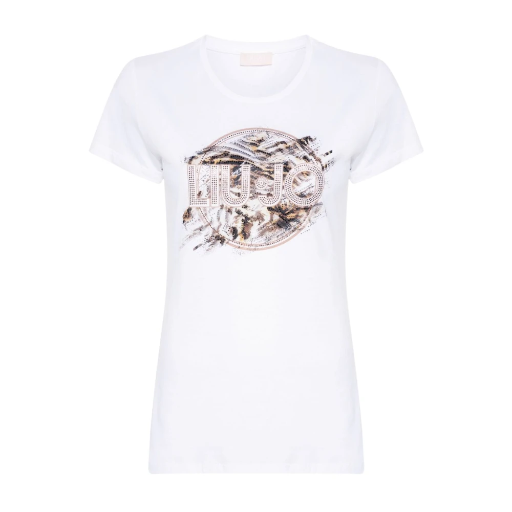 Liu Jo Dierenprint Logo T-shirts en Polos White Dames