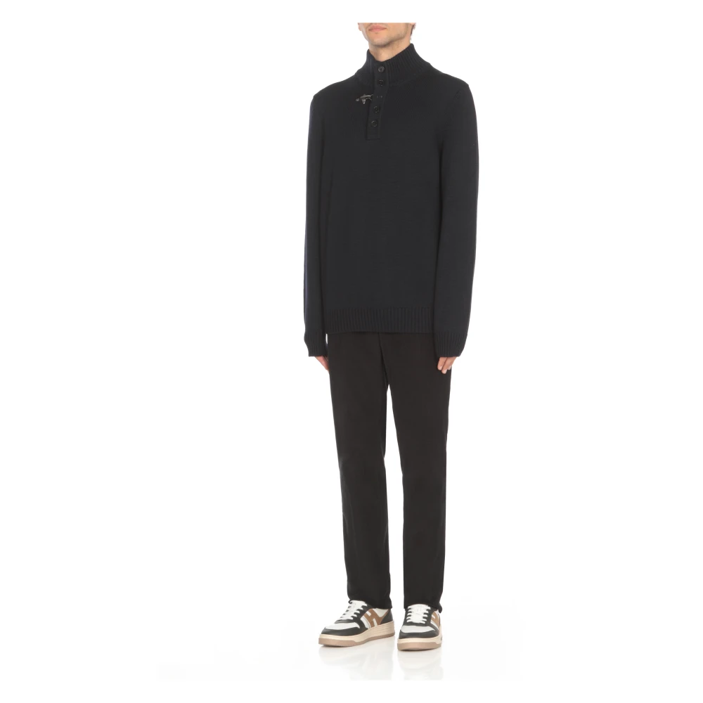 Fay Blauwe Coltrui Wollen Trui Mannen Blue Heren