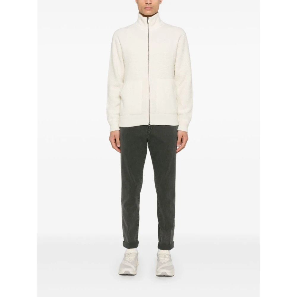 Jacob Cohën Witte Bouclé Rits Sweater White Heren