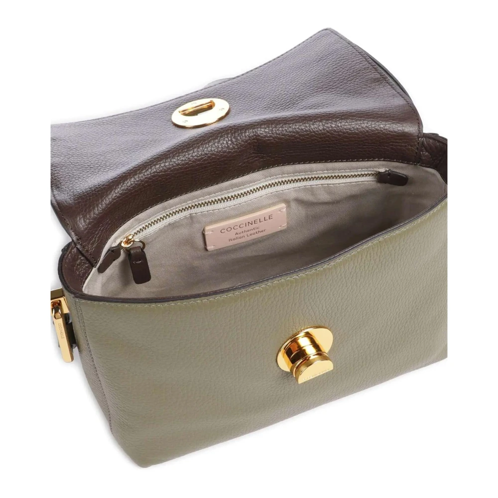 Coccinelle Leren Schoudertas met Gestructureerd Patroon Green Dames