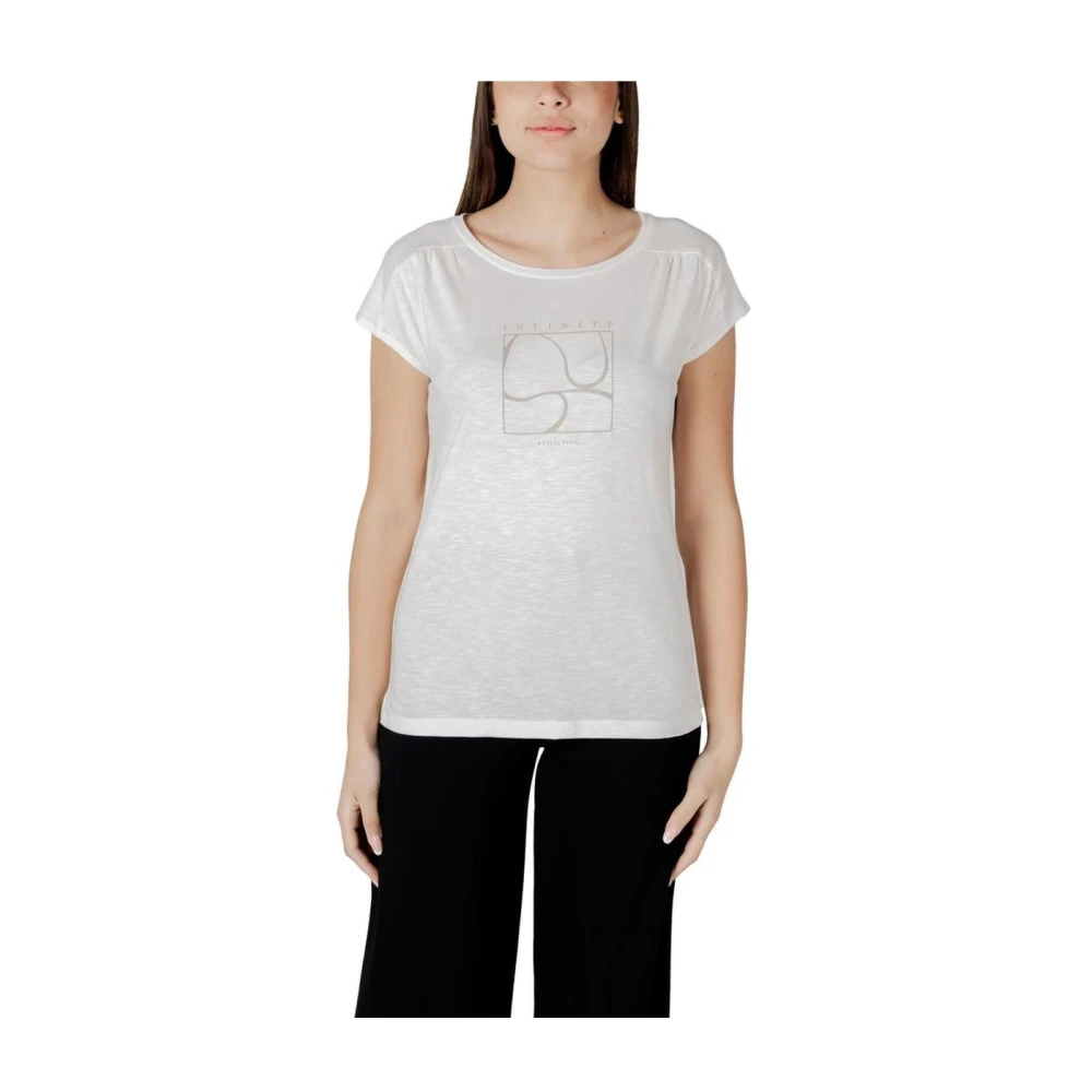 Street One Women's White T-Shirts, S, Cotton Modal T-Shirt With Shoulder Detailing