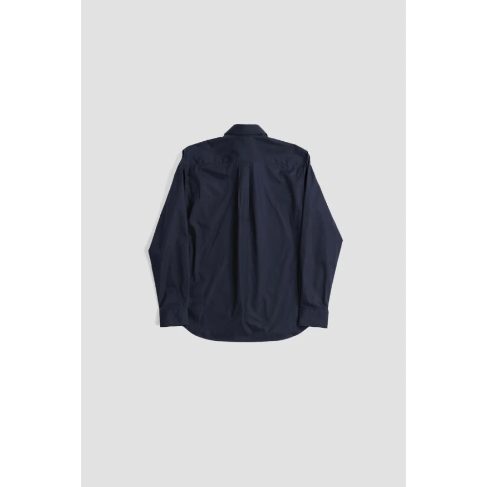 Burberry Navy Katoenen Popeline Overhemd met Lange Mouwen Blue Heren