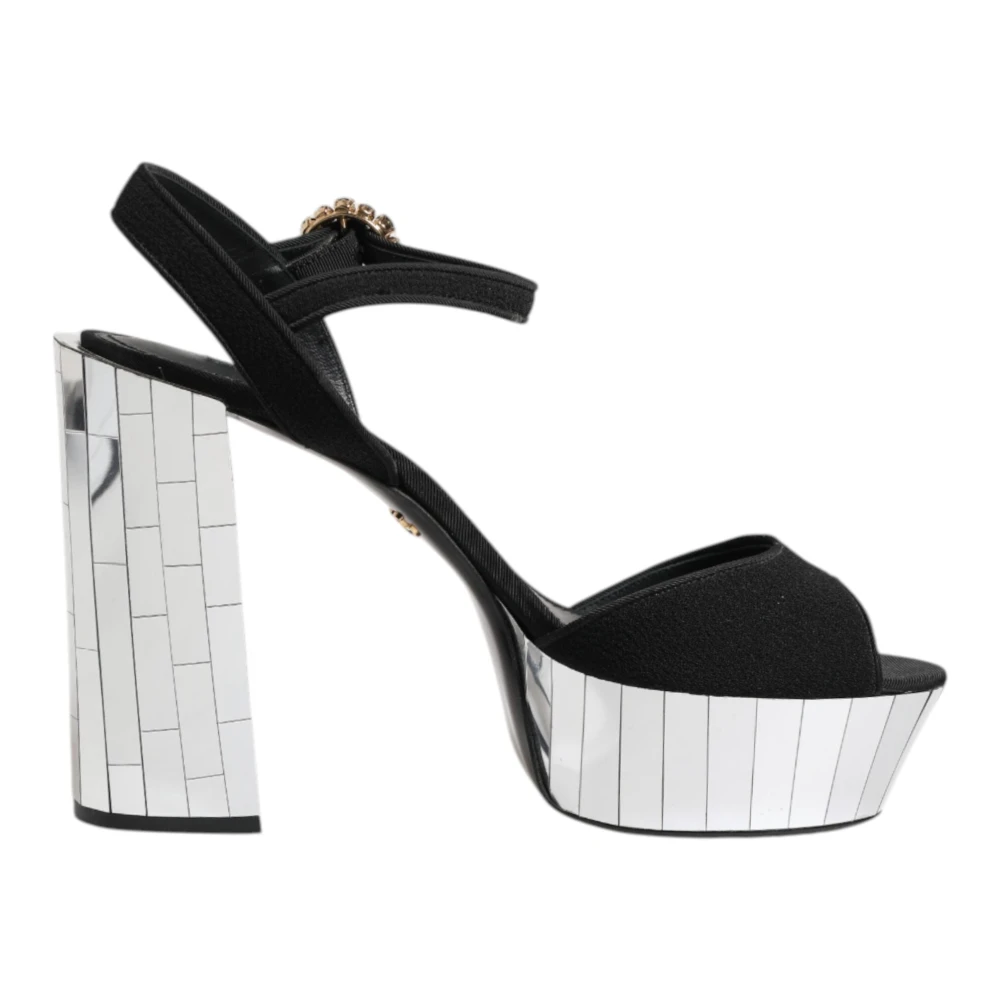 Dolce & Gabbana Women's Black Crystal Ankle Strap Sandals