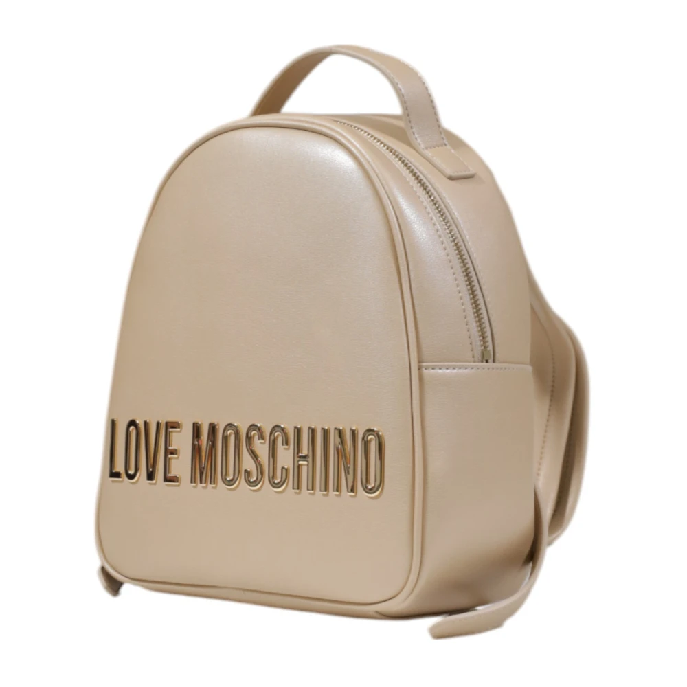 Love Moschino Gouden Rucksack met Effen Patroon Beige Dames