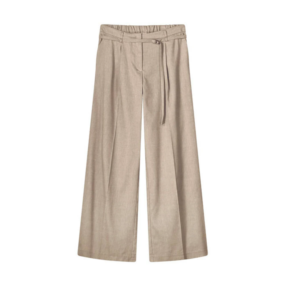 Summum Woman Wijde Linnenmix Twill Broek Brown Dames