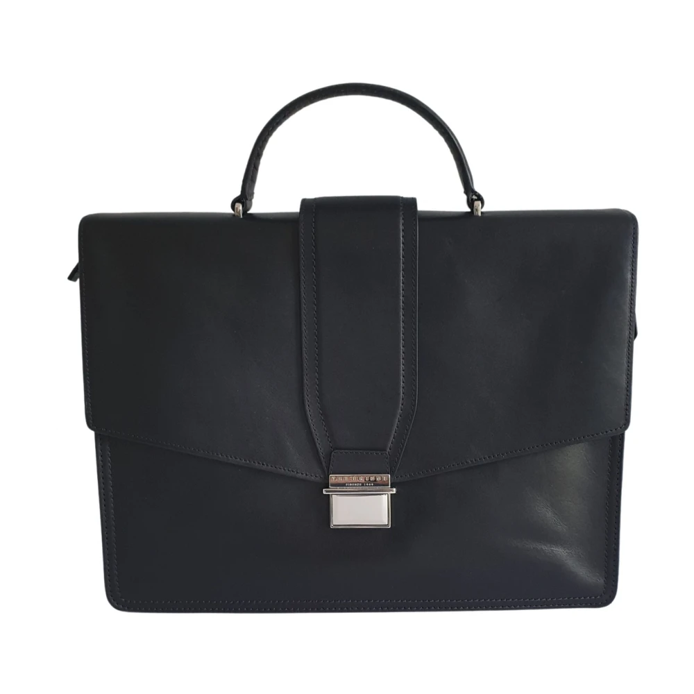 The Bridge Men's Black Laptop Bags & Cases, One Size, Nero Uomo Leather Briefcase With Strap
