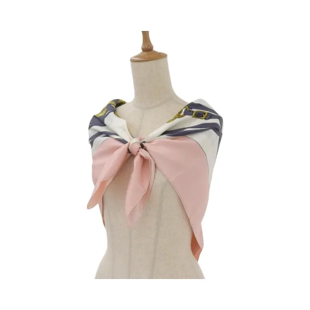 Hermès Vintage Tweedehands Multicolor Zijden Hermès Sjaal Pink Dames
