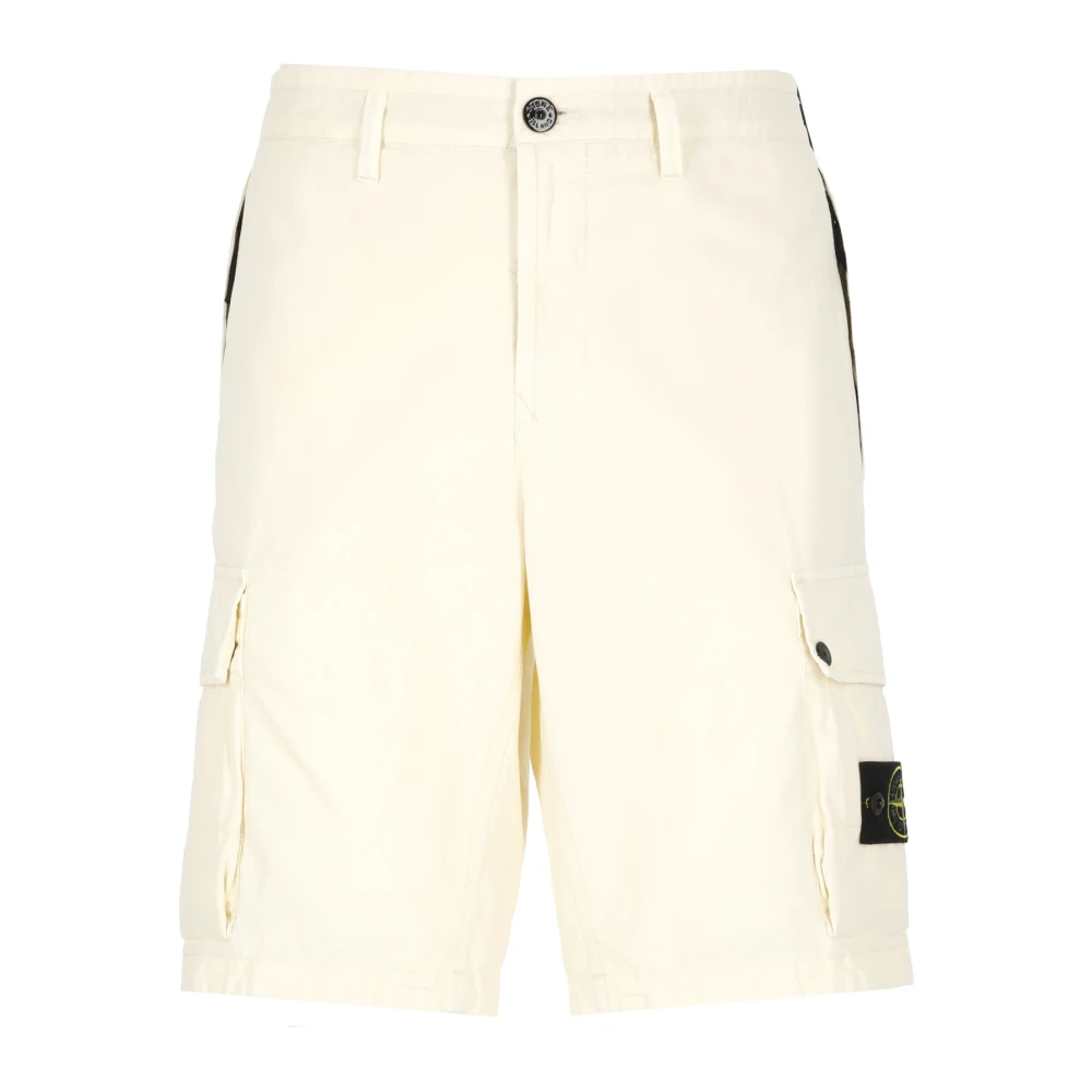 Stone Island Ivoor Bermuda Shorts met meerdere zakken Beige Heren