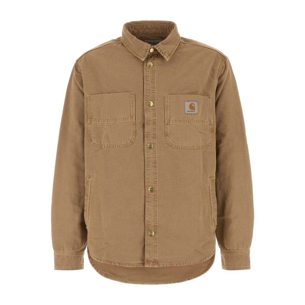 Carhartt WIP Canvas overshirt met drukknoopsluiting Brown Heren