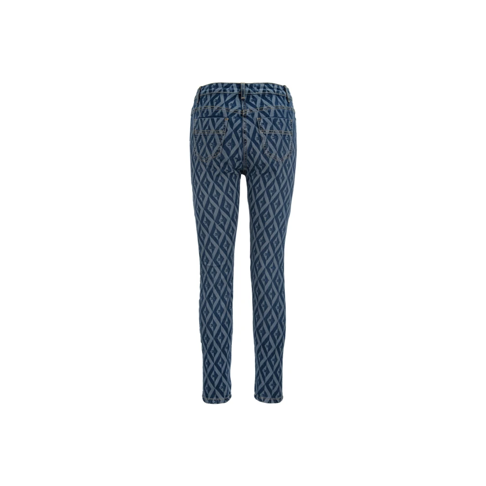 Elisabetta Franchi Gouden knoop rits jeans Blue Dames