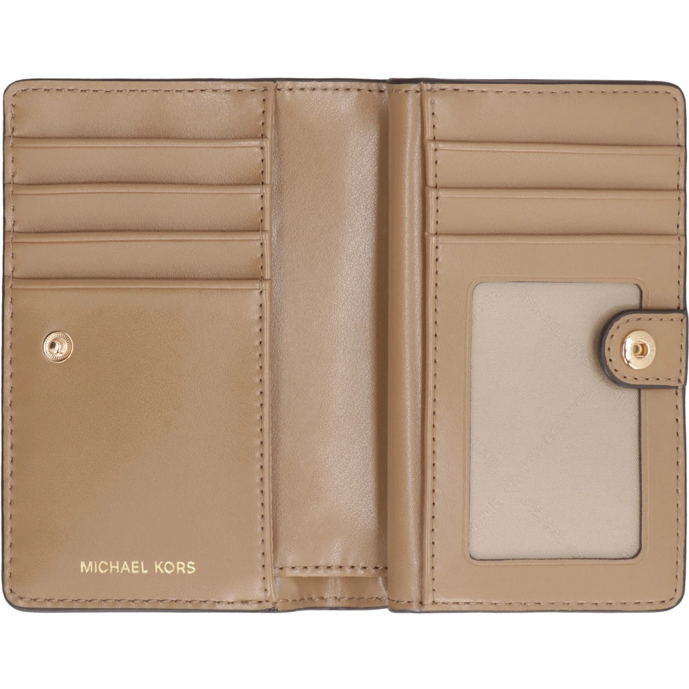 Michael Kors Geperste leren Bifold-portemonnee Black Dames