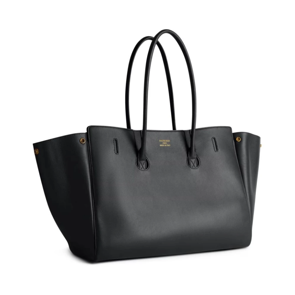 Balenciaga Zwarte leren handtas met logodetail Black Dames