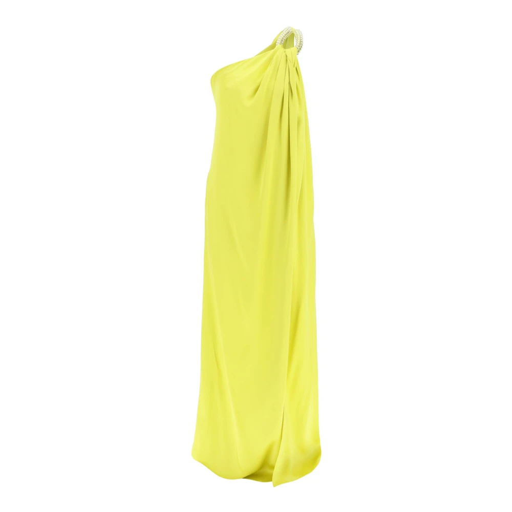 Stella Mccartney Satin Kristal Een-Schouder Jurk Yellow Dames