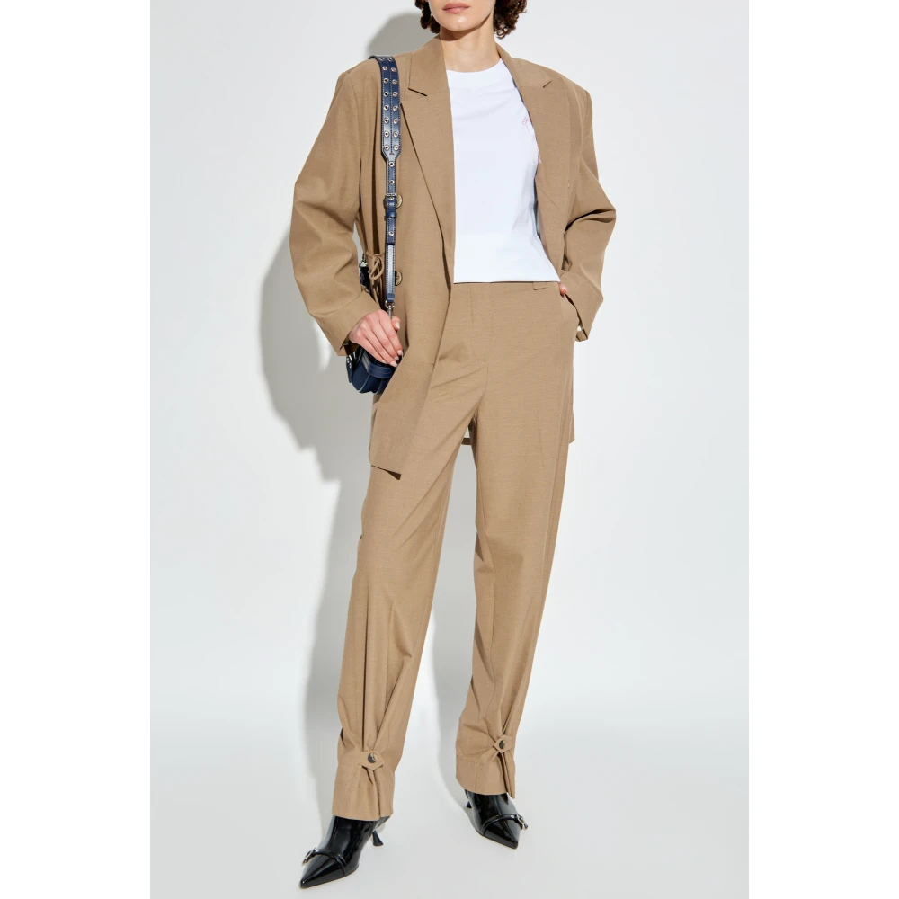 Ganni Gekreukelde broek Beige Dames