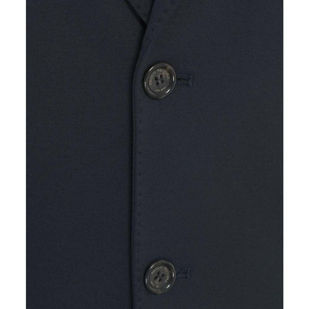 Paolo Pecora Blauwe Jersey Blazer Ss25 Blue Heren