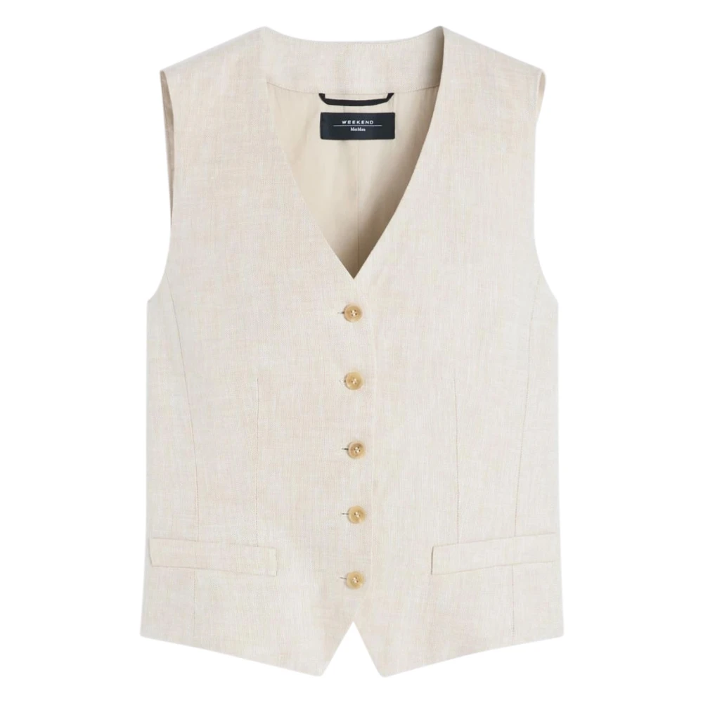 Max Mara Women's Beige Gilet - Waistcoats - M - Jackets