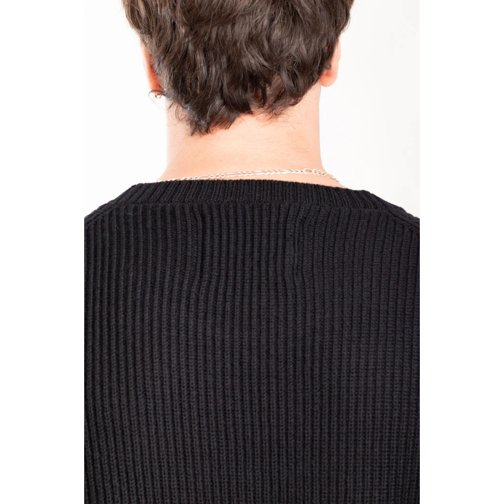 Seven Gauge Geribbelde Merinos Crewneck Sweater Black Heren