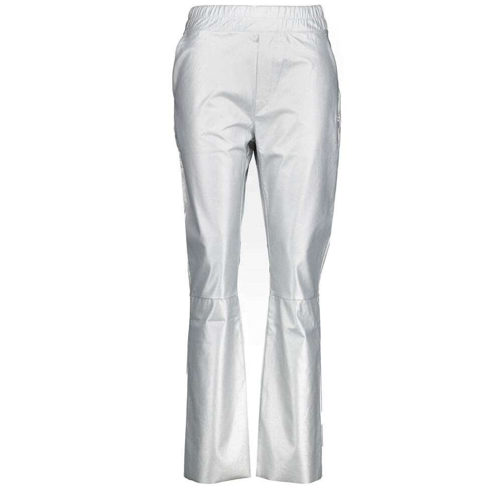 Flared Broek Leatherlook Zilver Dames 10Days Wijde Broeken