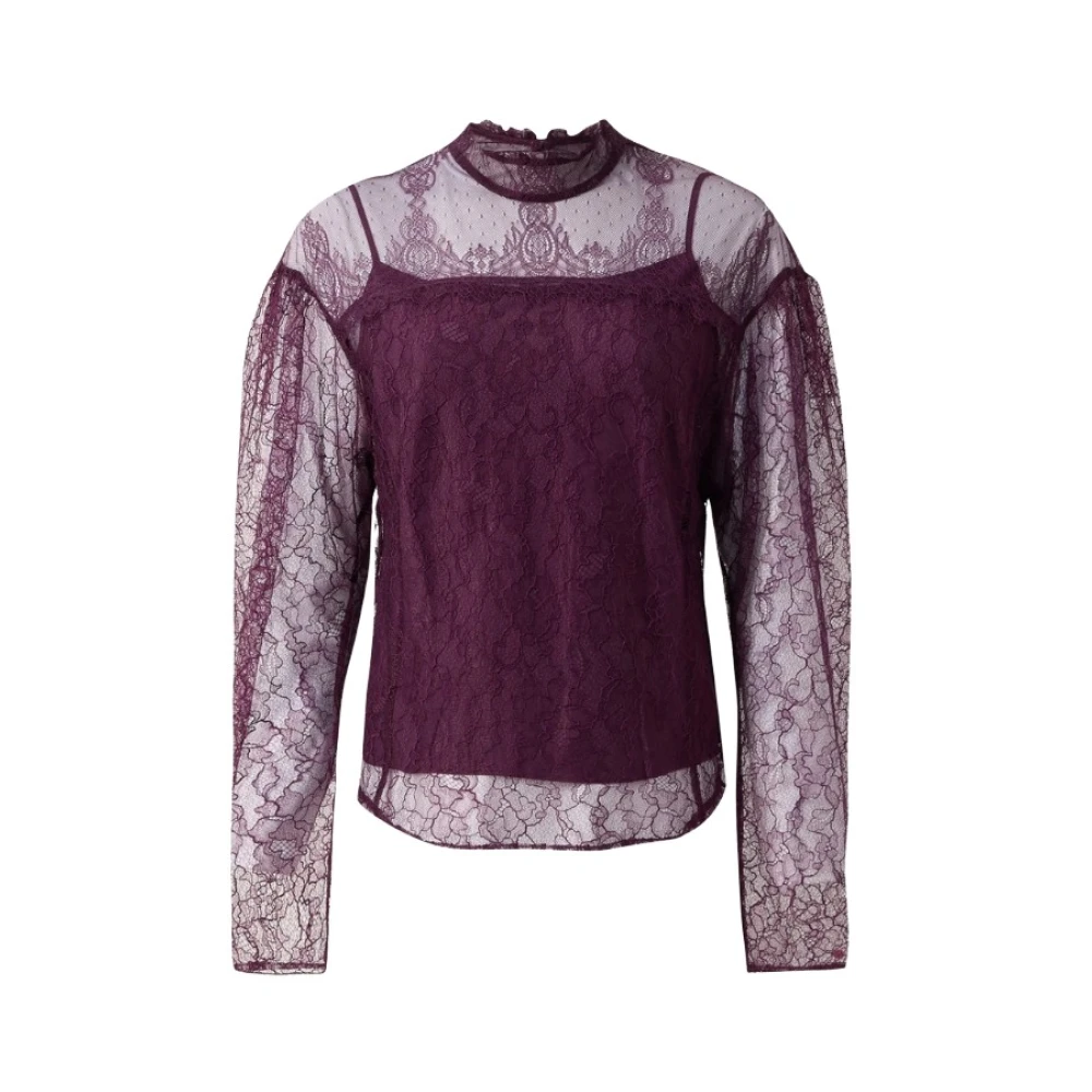 Twinset Donna Viola Blusa Con Frange In Viscosa
