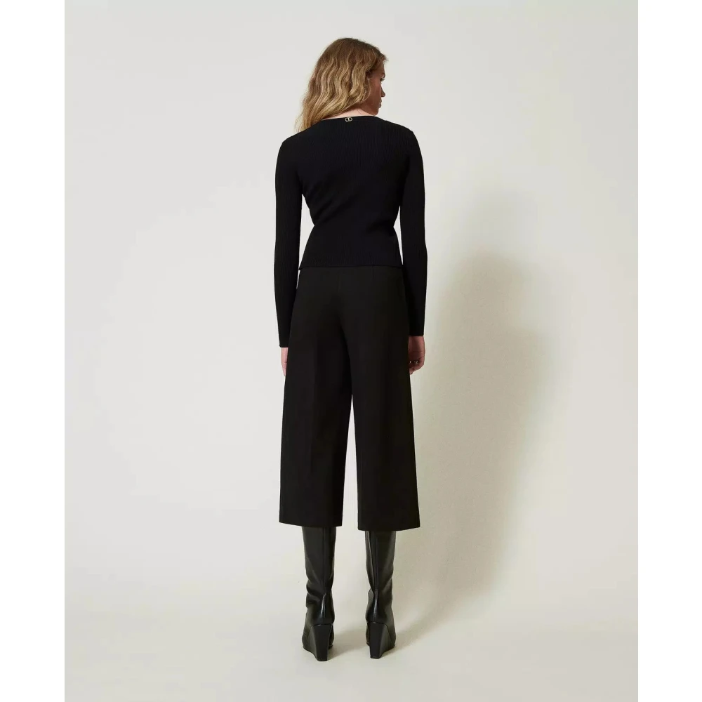 Twinset Cropped broek met ovale riem Black Dames