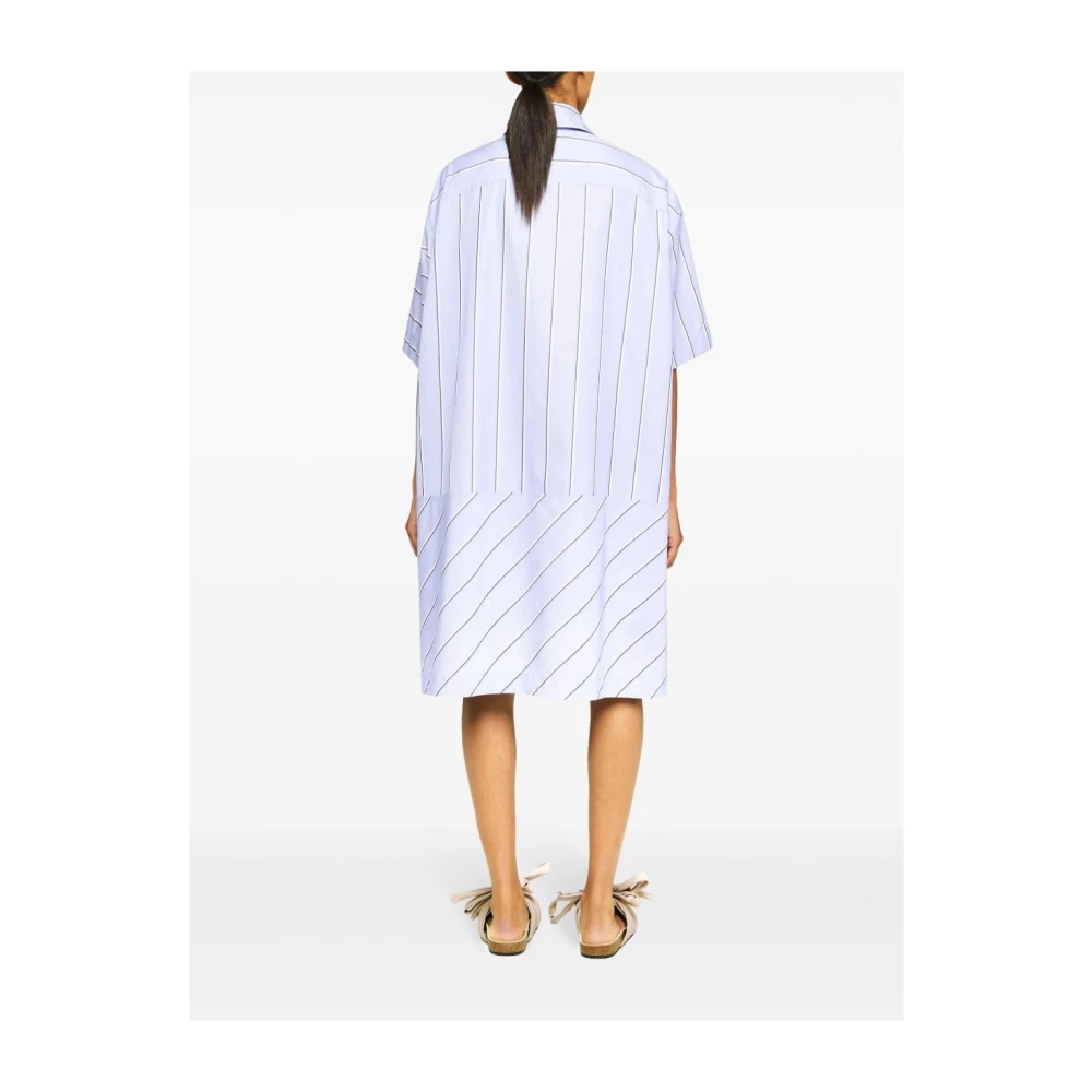 JW Anderson Blauw Geborduurd Logo Knoopshirt Blue Dames