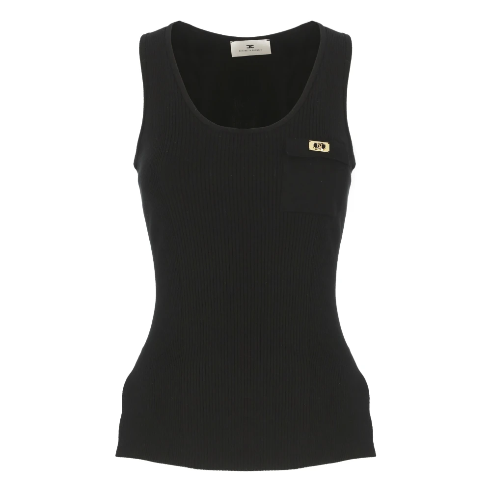 Elisabetta Franchi Zwarte Mouwloze Top met Wijde Hals Black Dames