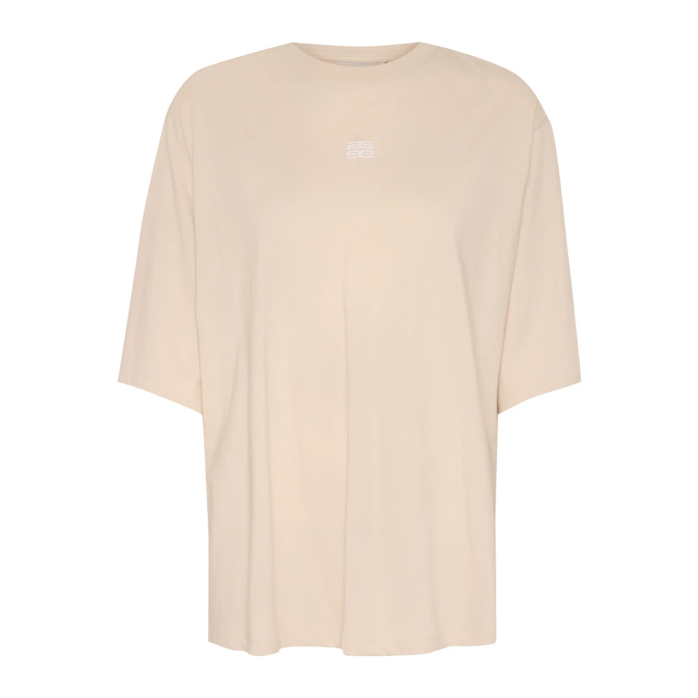 Gestuz Ancient Scroll Geborduurde Tee Top Beige Dames