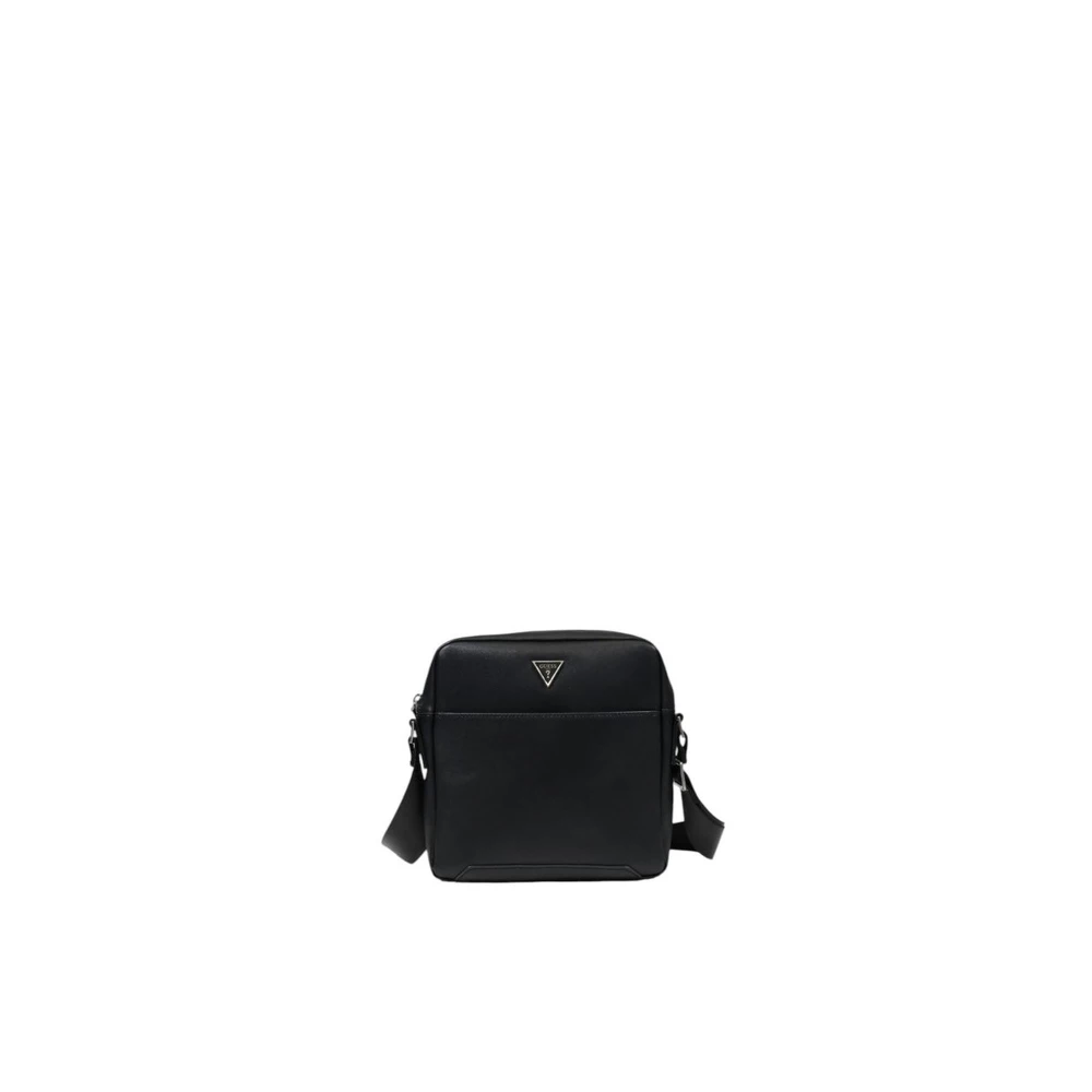 Guess Zwarte Polyurethaan Medium Tas Lente Zomer Collectie Black Heren